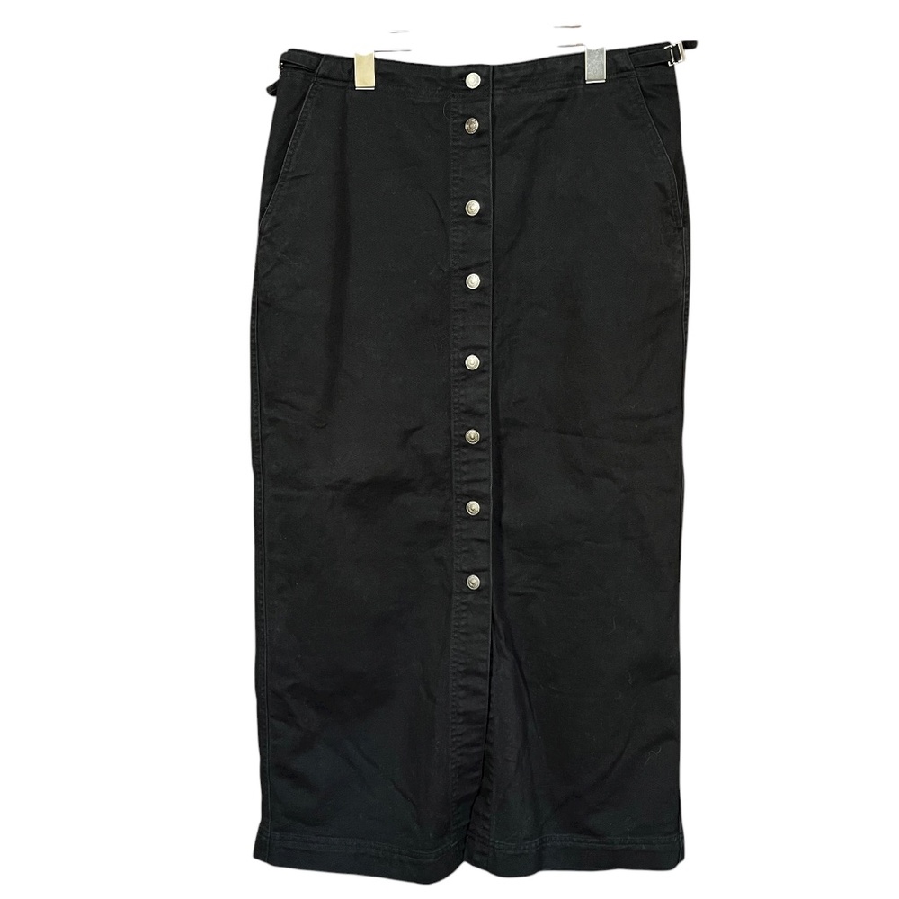 VTG Lauren Jeans Co Ralph Lauren Black Denim Button Front Pencil Skirt Size 10